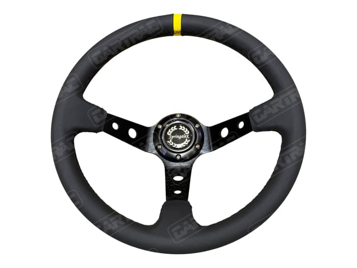 Springalex Steering Wheel Springalex AVO Deep Dish Classic Rally Steering Wheel - Leather  (Yellow Band)